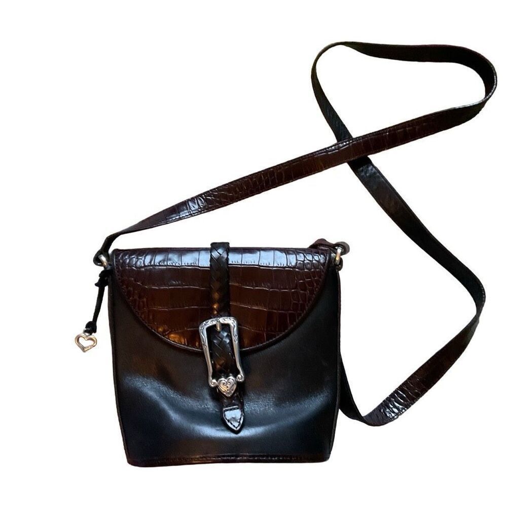 Brighton Leather Brown And Black Crossbody Bag